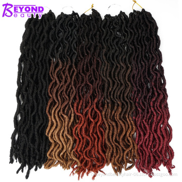 Goddess Locs Ombre Crochet Hair 20 inch Curly Faux Locs African Roots Dreadlocs Hair Extensions pre braided synthetic hair Bulk